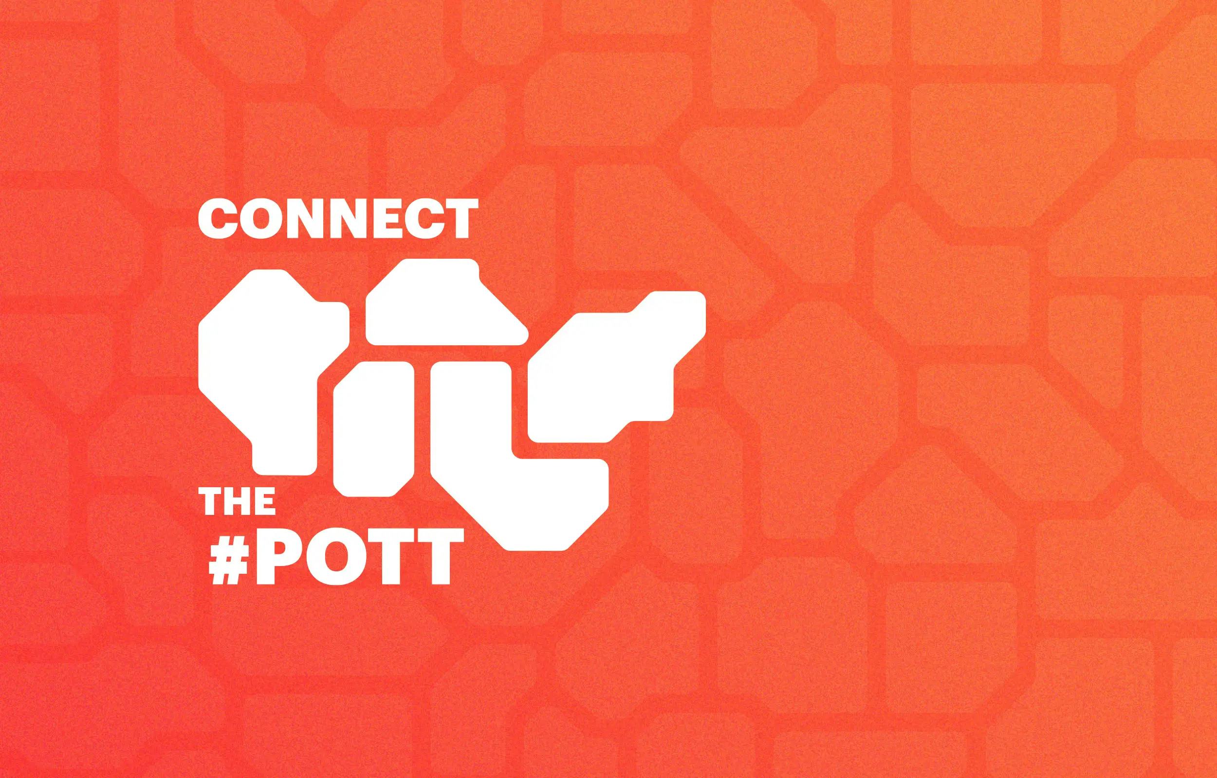 Das Logo des Hackathons Connect the #Pott. Zu sehen ist das Ruhrgebiet in sehr vereinfachter Darstellung.