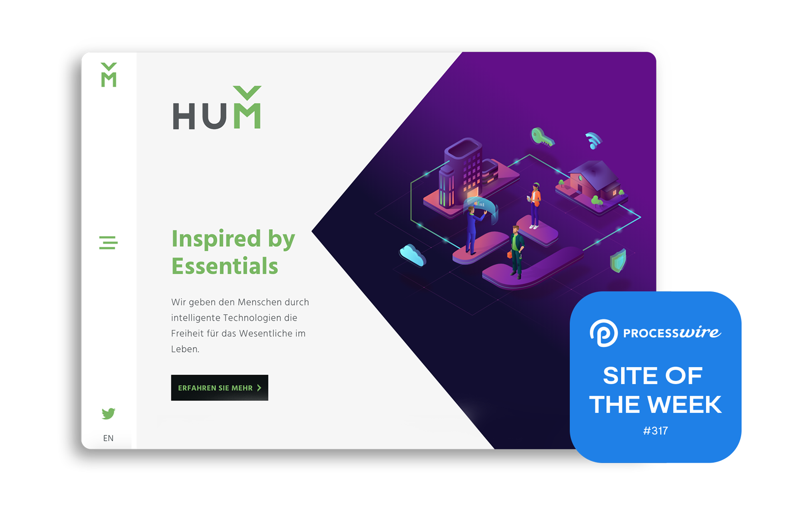 Die Website von HUM wurde als Site of the Week ausgezeichnet